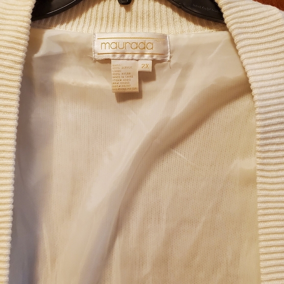 Vintage Oversized Cream Pearl Embellished Sweater - Picture 2 of 8